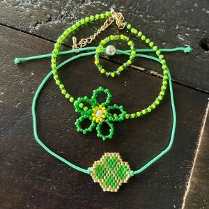 Green Clover Bracelets and a ring set